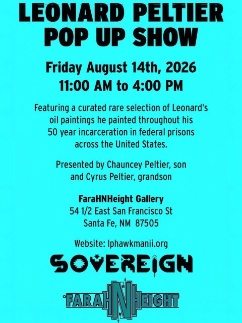 .
***********************************
LEONARD PELTIER POP UP SHOW
SHOWCASING HIS ART FOR ONE DAY ONLY
***********************************
.
This Friday Aug 14th, 11 - 4 at FaraHNHeight Gallery; 54 1/2 East San Francisco St Santa Fe, NM. On the Historic Santa Fe Plaza upstairs above the Häagen-Dazs. This is a free & open to the public event. All are welcome to atend, however be mindful that space is limited.
.
Featuring a curated selection of oil paintings that Peltier created throughout his fifty year incarceration in federal prisons across the USA. Throughout his time behind bars, Peltier remained a symbol of resistance & a voice for indigenous rights, garnering global support & drawing attention to issues of justice & human rights. His homecoming is not only a personal milestone but also a moment of reflection on the complex history surrounding his case & the ongoing struggle for Native American sovereignty & fair treatment within the legal system. Presented by Chauncey Peltier; son & Cyrus Peltier; grandson. Website: Iphawkmanii.org
.
FFA specializes in Contemporary Native American & Southwest Contemporary Fine Art. FFA's focuses on exhibiting, platforming, & promoting historical art & emerging artists; their creative output, & stories. Educating & enlightening potential consumers to the importance & context of the material we showcase.
.
FFA's two brick & mortar locations in Santa Fe are; 618 Paseo de Peralta directly below cross of the martyr; by appointment only. Plaza location at 54 1/2 East San Francisco Street; Friday - Monday 11ish - 7ish & or by appointment. For more information & or acquisitions email FaraHNHeight@gmail.com.
.
Sovereign Santa Fe is a free-admission contemporary Indigenous arts exhibition, showcasing cutting-edge creativity. Thursday August 13th - Sunday 16th 10AM – 7PM FREE! Opening reception; *Xalish' By Jericho on Thurs, Aug 13th 6PM Lumpkins Ballroom & Mezzanine at La Fonda on the Plaza.
.
#leonardpeltier #leonardpeltierart #farahnheight #sovereignsantafe #santafeart @iampeltier @lakotalaw @freeleonardpeltier @native_art_culture @rageagainstthemachine @nativeamericacalling @leonardpeltierswalktojustice @humanrightscampaign